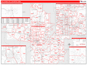 Oklahoma City Metro Area Wall Map Red Line Style